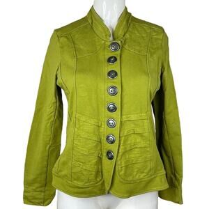 Neon Buddha Basil Military Jacket Lightweight Button Up Moss Green Size Small
